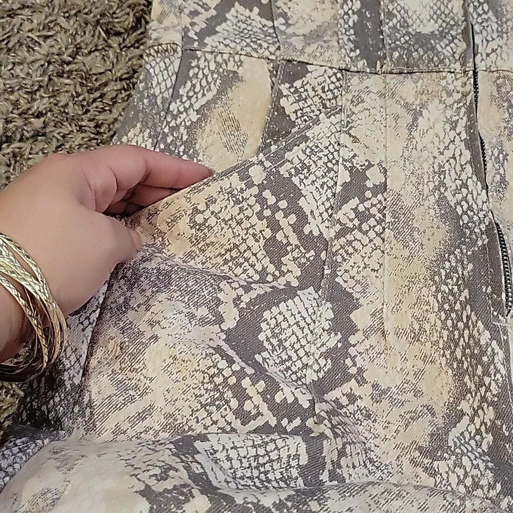 We The Free Neutral Snake Print Short Sleeve Jumpsuit
